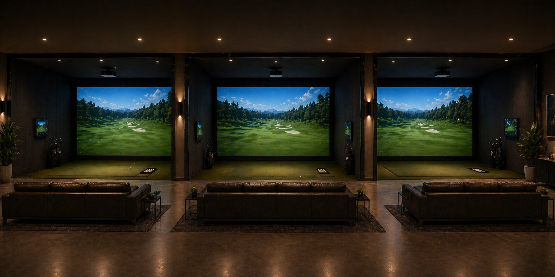 Open golf simulator bay at The Perch