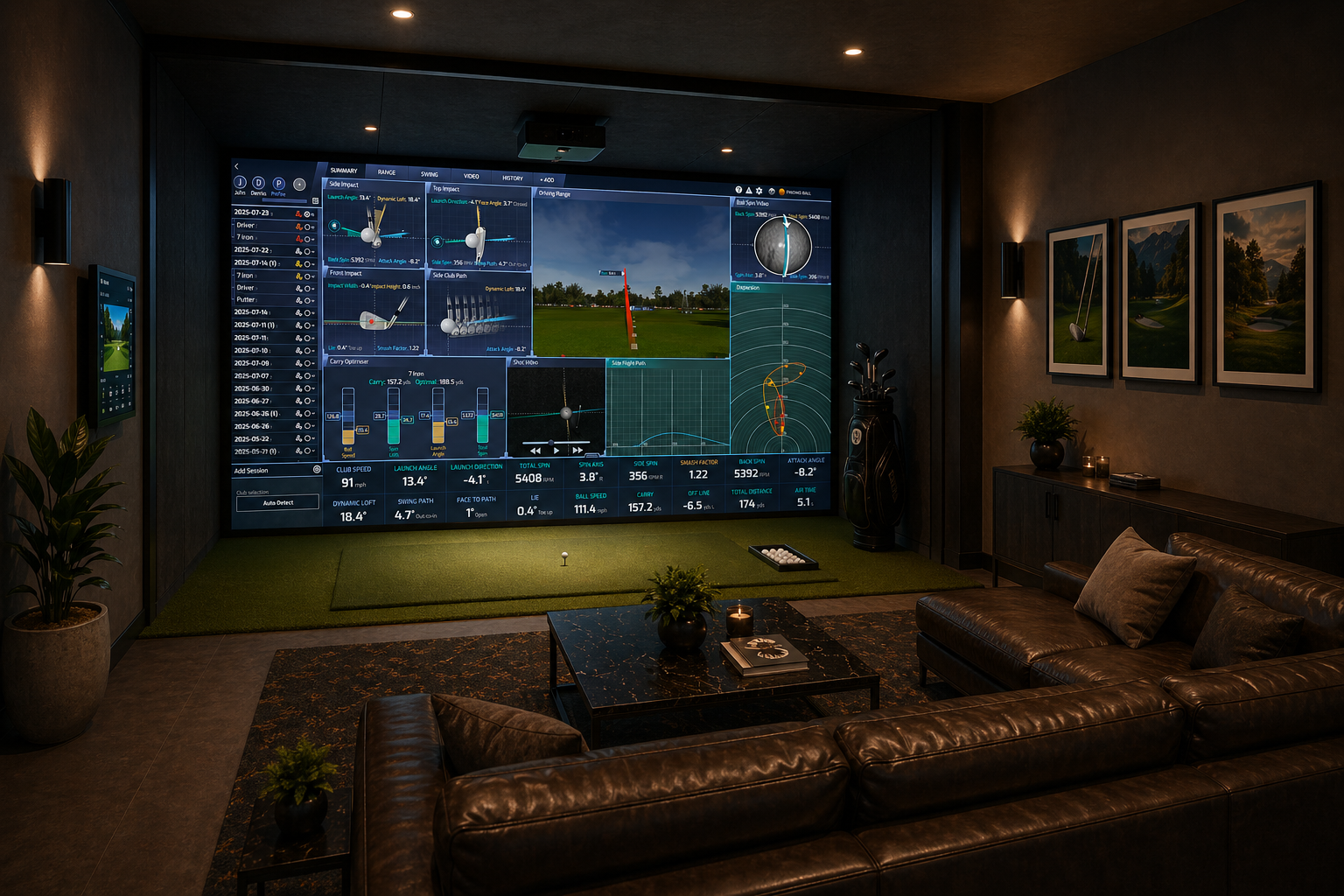 Private golf simulator bay