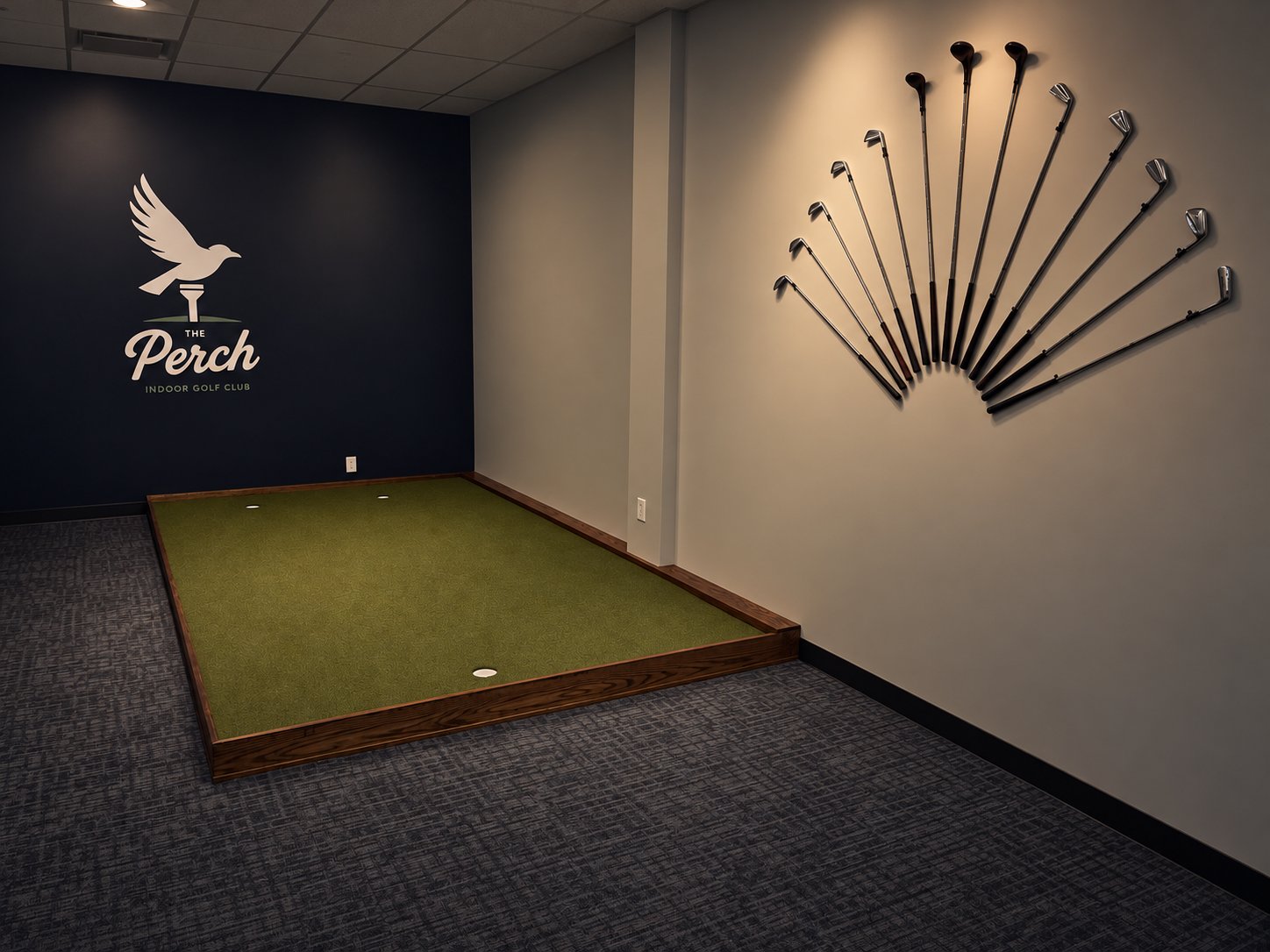 Putting green at The Perch indoor golf club